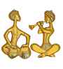 Set of 2 Musicians Metal Wall Hanging Decorative Showpiece-32 cm  (Metal, Gold)