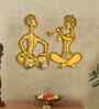 Set of 2 Musicians Metal Wall Hanging Decorative Showpiece-32 cm  (Metal, Gold)