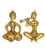 Set of 2 Musicians Metal Wall Hanging Decorative Showpiece-32 cm  (Metal, Gold)