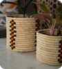 Set Of 2 Natural Sabai Grass Woven Roots  Plant Holder