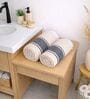 Set Of 2 Navy Blue Cotton Bath & Hand Towels Set