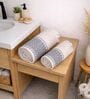 Set Of 2 Navy Blue Cotton Bath Towels