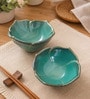 Ocean Bloom Handmade Ceramic Serving Bowls, 500 Ml (Set Of 2)