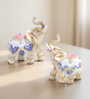 Set of 2 Offwhite & Gold-Toned Elephant Figurine Showpiece