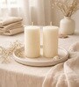 Set of 2 Pillar Candles Off White Unscented. Candle