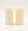 Set of 2 Pillar Candles Off White Unscented. Candle