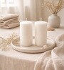 Set of 2 Pillar White, Unscented  Candles