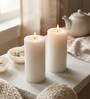 Set of 2 Pillar White, Unscented  Candles