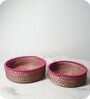 Set Of 2 Pink Sabai Grass Fuschia Flair Baskets