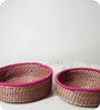 Set Of 2 Pink Sabai Grass Fuschia Flair Baskets