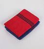 Set of 2 Red & Navy Blue Cotton 400 GSM Bath Towels