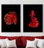 Red Fish Printed Aclyric Wall Art Panel Set of 2