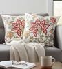 Set of 2 Rich Embroidered Floral Throw Cushion Covers (18x18)