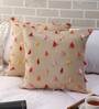 Set of 2 Solid Colour Art Silk Beige Cushion Covers 16 x 16 inches