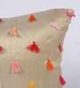 Set of 2 Solid Colour Art Silk Beige Cushion Covers 16 x 16 inches