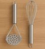 Set of 2 Stainless Steel Egg Whisk and Potato Masher