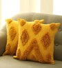 Set of 2 Sunny Yellow Tufted Throw Cushion Covers (18x18)