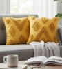 Set of 2 Sunny Yellow Tufted Throw Cushion Covers (18x18)