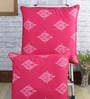 Pink Traditional Cotton 24 x 24 Inches Cushion Covers (Set of 2)