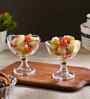 Set of 2 Transparent Glass Oval Shaped Ice Cream Bowls