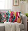 Set of 2 Vibrant Jewel-Tone Decorative Throw Cushion Covers (18x18)
