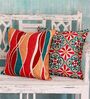Set of 2 Vibrant Jewel-Tone Decorative Throw Cushion Covers (18x18)