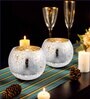 Set of 2 Votive Tealight Candle Holders Mercury Glass