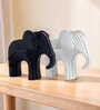 Set of 2 White & Black Elephant Figurine Showpiece