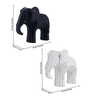 Set of 2 White & Black Elephant Figurine Showpiece