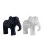 Set of 2 White & Black Elephant Figurine Showpiece