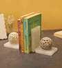Set Of 2 White Soapstone & Marble Bookends