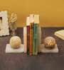 Set Of 2 White Soapstone & Marble Bookends
