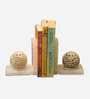 Set Of 2 White Soapstone & Marble Bookends