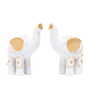 Set of 2 White and Gold-toned Elephant Showpieces