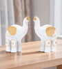 Set of 2 White and Gold-toned Elephant Showpieces