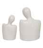 Set of 2 White Ceramic Handcrafted Couple Statue Sculpture Figurines Home Decor Items Showpiece for Living Room Bedroom Table Shelf TV Unit|Gift for Wedding Anniversary Valentines Day