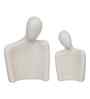 Set of 2 White Ceramic Handcrafted Couple Statue Sculpture Figurines Home Decor Items Showpiece for Living Room Bedroom Table Shelf TV Unit|Gift for Wedding Anniversary Valentines Day