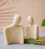 Set of 2 White Ceramic Handcrafted Couple Statue Sculpture Figurines Home Decor Items Showpiece for Living Room Bedroom Table Shelf TV Unit|Gift for Wedding Anniversary Valentines Day