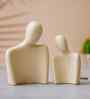 Set of 2 White Ceramic Handcrafted Couple Statue Sculpture Figurines Home Decor Items Showpiece for Living Room Bedroom Table Shelf TV Unit|Gift for Wedding Anniversary Valentines Day
