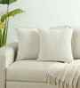 Set Of 2 White Cotton Solid Cushion Covers