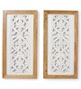 Set of 2 White Wooden Wall Panels