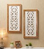 Set of 2 White Wooden Wall Panels