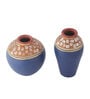Set Of 2 Worli Style Handcrafted Terracotta Vases In Natural Colours