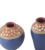 Set Of 2 Worli Style Handcrafted Terracotta Vases In Natural Colours