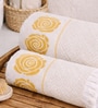 Set Of 2 Yellow Cotton Bath Towels