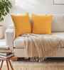 Set Of 2 Yellow Cotton Slub Solid Cushion Covers