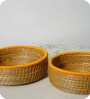 Set Of 2 Yellow Sabai Grass Golden Husk Baskets