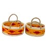 Set Of 2 Yellow Sabai Grass Marigold Blaze Baskets