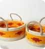 Set Of 2 Yellow Sabai Grass Marigold Blaze Baskets