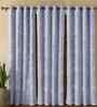 Grey Cotton Floral 9ft Eyelet Long Door Curtains (3 Pcs)